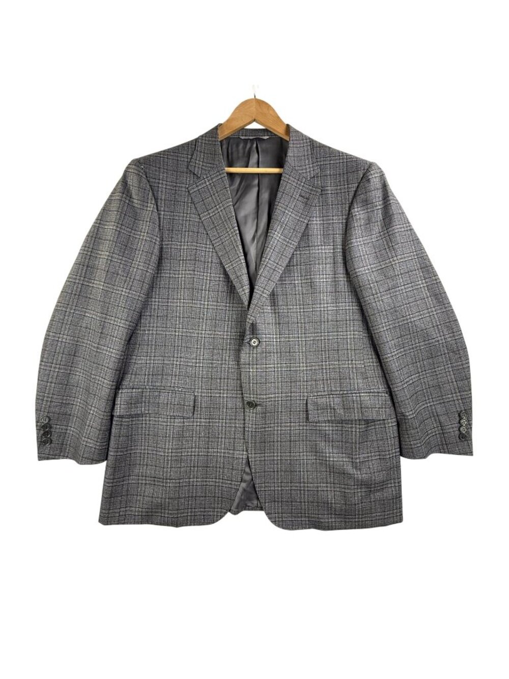 Canali Suit Jacket Mens 56 Gray Plaid Wool Made In Italy Sport Coat Tweed